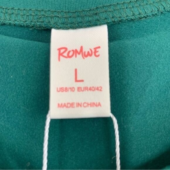 ROMWE California Hi-Low Short Sleeve Crop Top & Bra Top Green White Sz L NWT - Picture 4 of 10